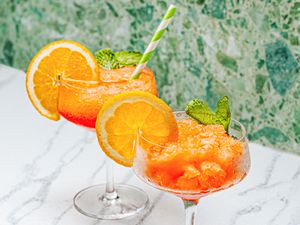 Side view of Aperol Granita
