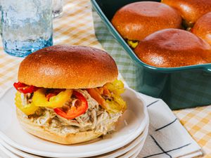 Side view of Ohio Shredded Chicken Sandwich