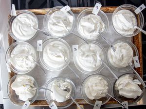 Overhead view of sour cream taste test