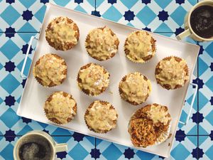 Overhead view of muffins