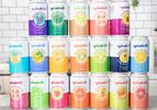 A variety of Spindrift sparkling water cans arranged in a grid